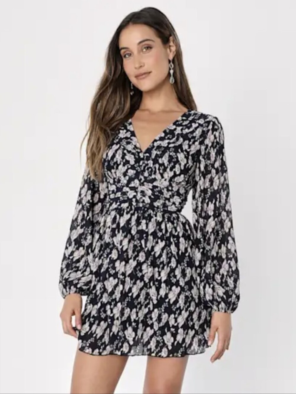 Lulus Devoted Romance Navy Floral Backless Mini Dress Pockets‎ XS